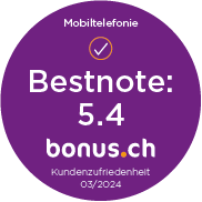 Mobiltelefonie - Bestnote: 5.4 - bonus.ch - Kundenzufriedenheit - 03/2024