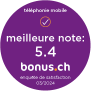 Téléphonie mobile - meilleure note : 5.4 - bonus.ch - enquête de satisfaction - 03/2024